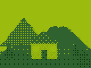 A cabin in four shades, converted with 80-pixel width and a four-tone palette